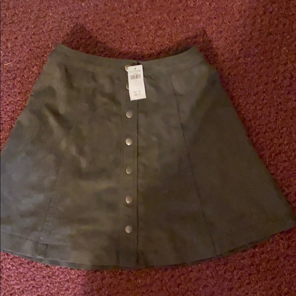 Abercrombie Faux Suede army green skirt NWT